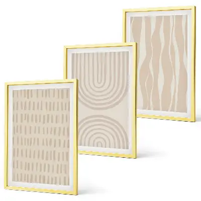 Three-piece wall art set with abstract beige patterns