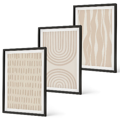 Three-piece wall art piece Abstract beige patterns