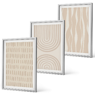Three-piece wall art piece Abstract beige patterns