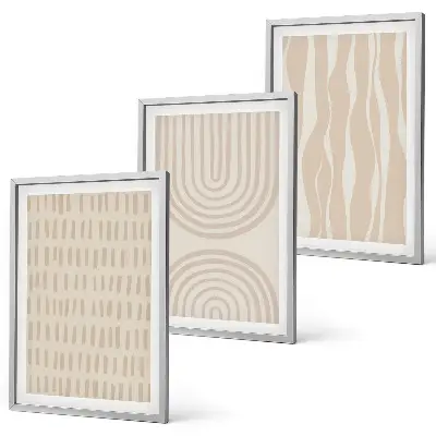 Three-piece wall art set with abstract beige patterns