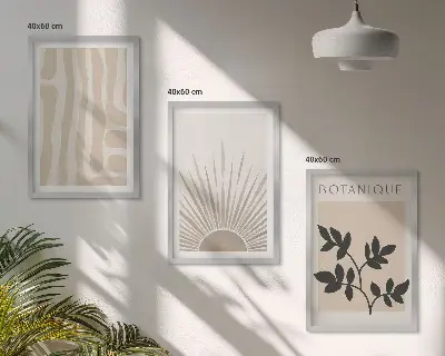 Abstract plant patterns wall art set of 3 framed pieces