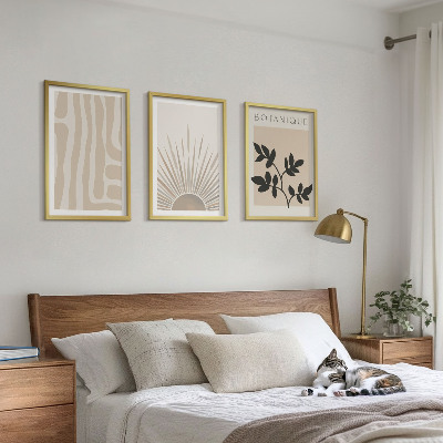 Set of 3 framed wall art pieces Abstract plant patterns