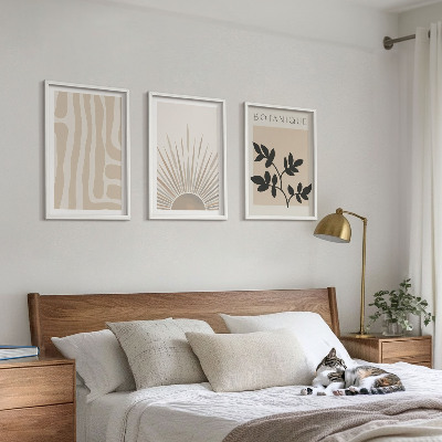 Set of 3 framed wall art pieces Abstract plant patterns