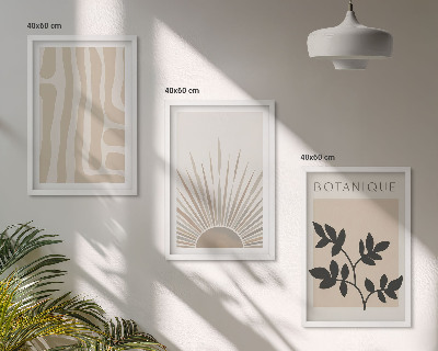 Set of 3 framed wall art pieces Abstract plant patterns