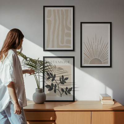 Set of 3 framed wall art pieces Abstract plant patterns