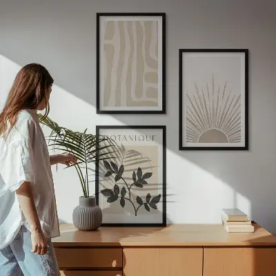 Abstract plant patterns wall art set of 3 framed pieces