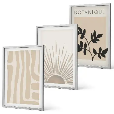 Abstract plant patterns wall art set of 3 framed pieces