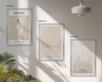 Pastel boho abstract wall art set set of abstract posters