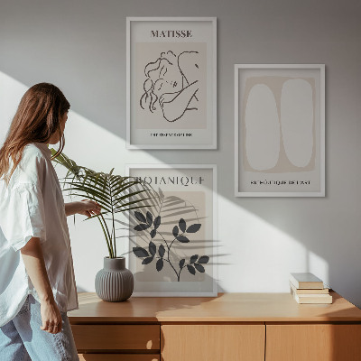 Three-piece wall art piece Matisse's Stylish Plant Paintings