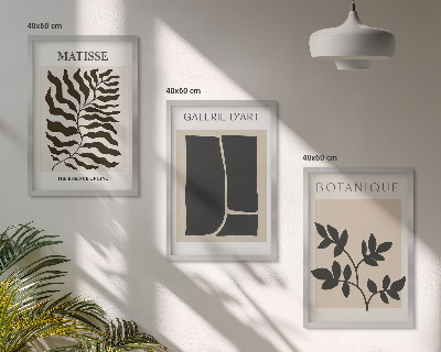 Set of 3 framed wall art pieces Minimalist plant posters