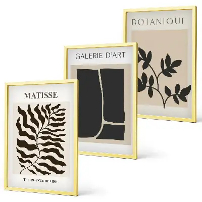 Minimalist plant wall art posters set of 3 framed pieces