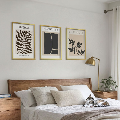 Set of 3 framed wall art pieces Minimalist plant posters