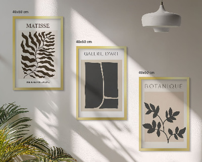 Set of 3 framed wall art pieces Minimalist plant posters