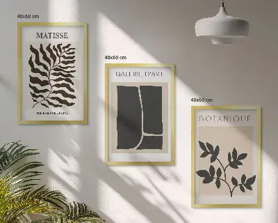 Minimalist plant wall art posters set of 3 framed pieces