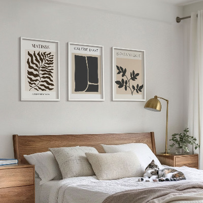 Set of 3 framed wall art pieces Minimalist plant posters