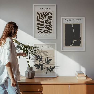 Set of 3 framed wall art pieces Minimalist plant posters