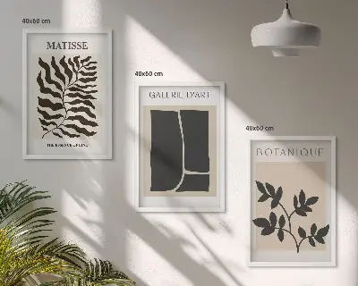 Minimalist plant wall art posters set of 3 framed pieces