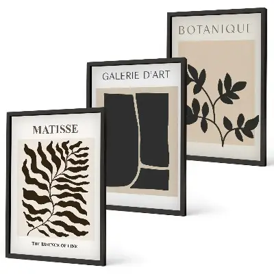 Minimalist plant wall art posters set of 3 framed pieces