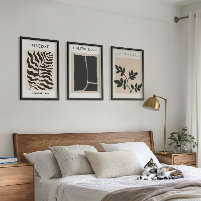 Set of 3 framed wall art pieces Minimalist plant posters