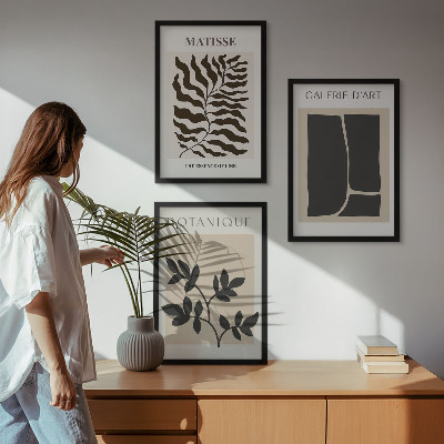 Set of 3 framed wall art pieces Minimalist plant posters