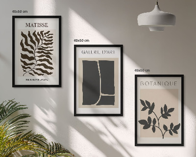 Set of 3 framed wall art pieces Minimalist plant posters
