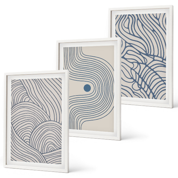Wall art set Abstract lines waves shapes