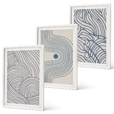 Wall art set Abstract lines waves shapes