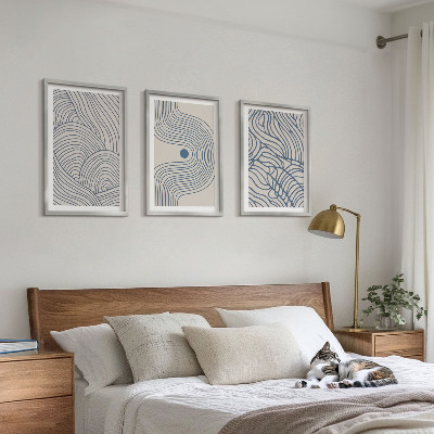 Wall art set Abstract lines waves shapes