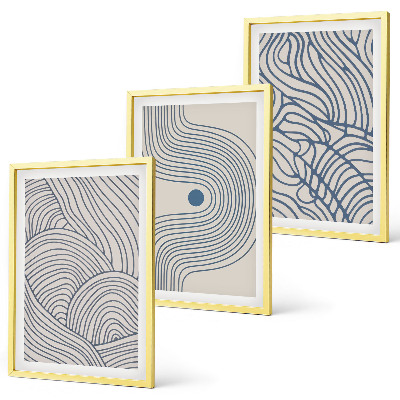 Wall art set Abstract lines waves shapes