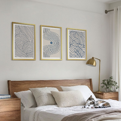 Wall art set Abstract lines waves shapes