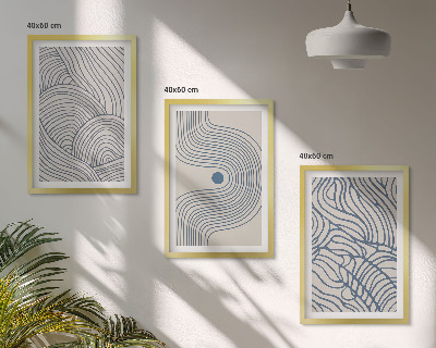 Wall art set Abstract lines waves shapes
