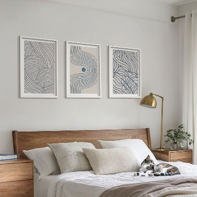 Wall art set Abstract lines waves shapes