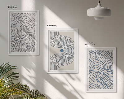 Wall art set Abstract lines waves shapes