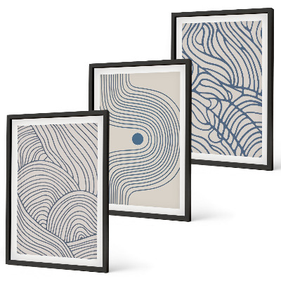 Wall art set Abstract lines waves shapes