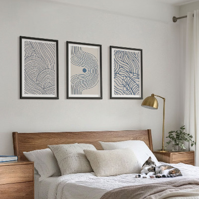 Wall art set Abstract lines waves shapes