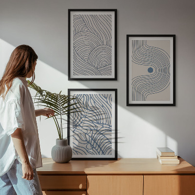 Wall art set Abstract lines waves shapes