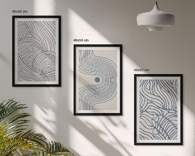 Wall art set Abstract lines waves shapes