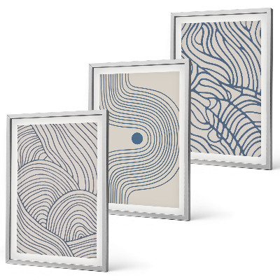 Wall art set Abstract lines waves shapes