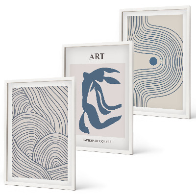 Three-piece wall art piece Abstract blue lines
