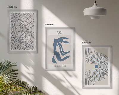 Three-piece wall art piece Abstract blue lines