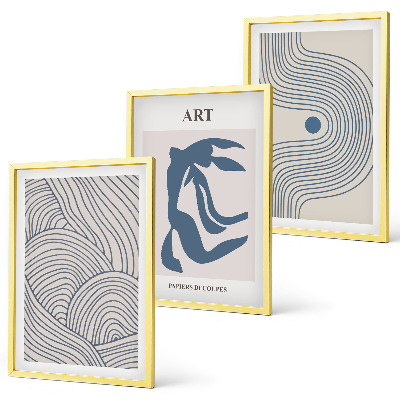 Three-piece wall art piece Abstract blue lines