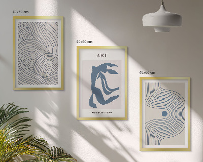 Three-piece wall art piece Abstract blue lines
