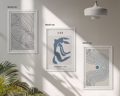 Three-piece wall art piece Abstract blue lines
