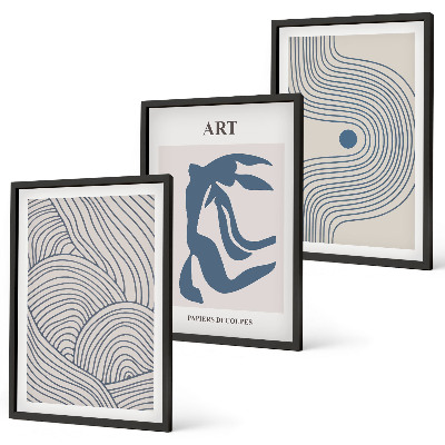 Three-piece wall art piece Abstract blue lines