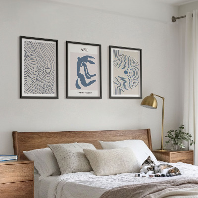 Three-piece wall art piece Abstract blue lines