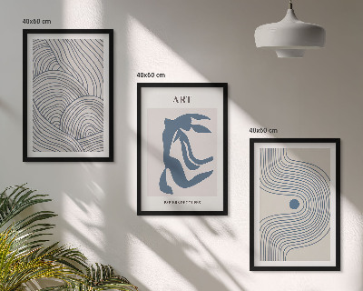 Three-piece wall art piece Abstract blue lines