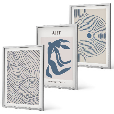 Three-piece wall art piece Abstract blue lines