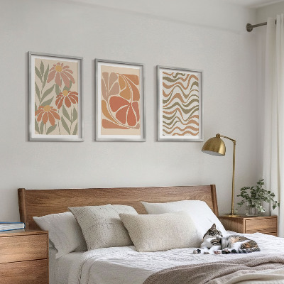 Three-piece wall art piece Pastel abstract flowers