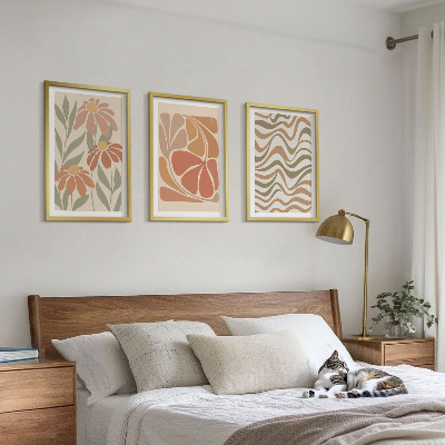 Three-piece wall art piece Pastel abstract flowers