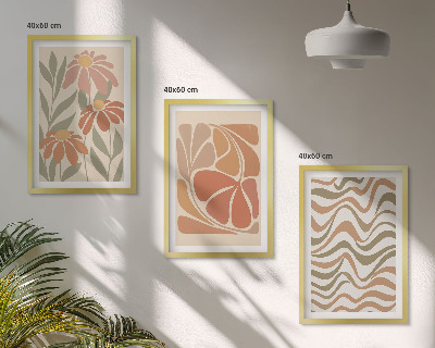 Three-piece wall art piece Pastel abstract flowers
